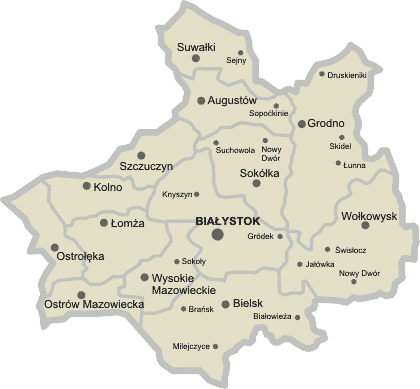 Mapa województwa białostockiego
