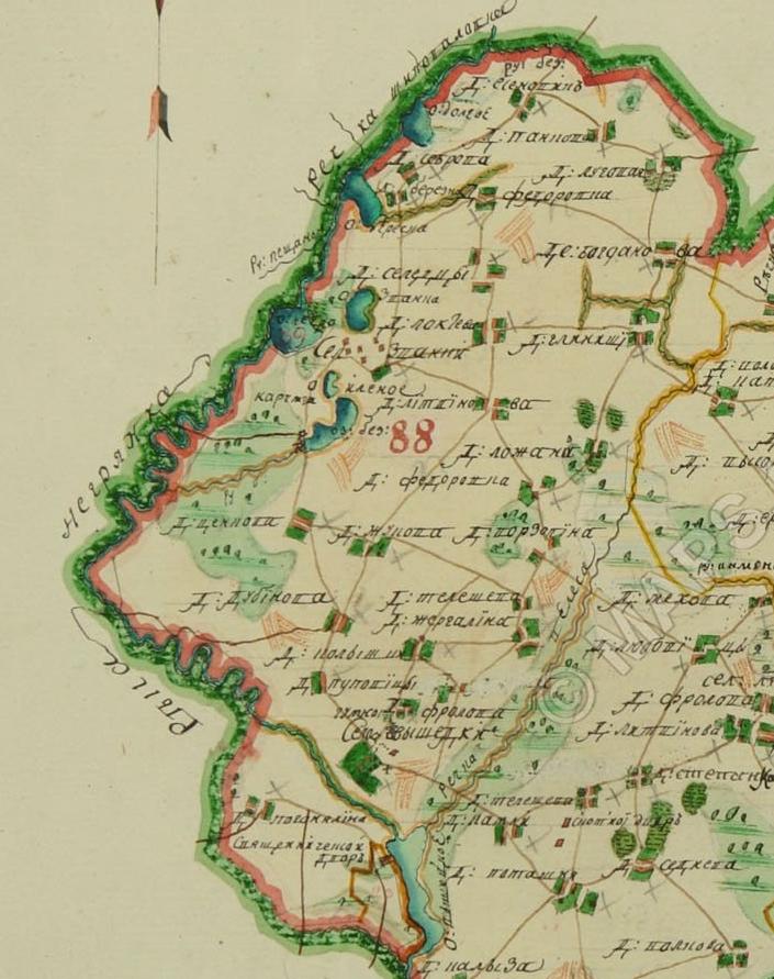 Фрагмент межевой карты Сурожского уезда. (1746 год)
