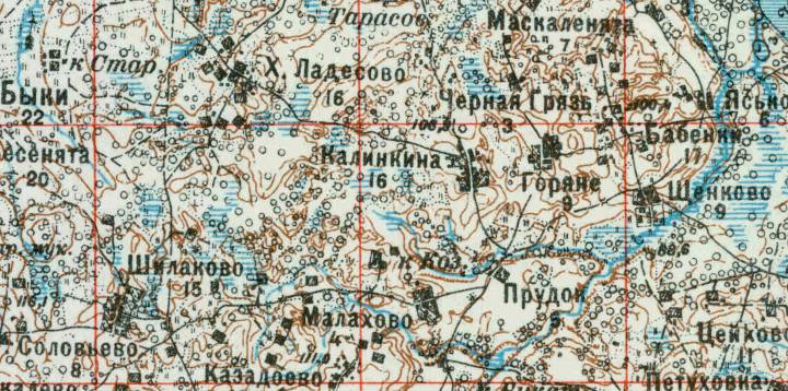 Деревня Горяне, расположена восточнее деревни (Большое) Коленьково ранее называлась Онушенки. фрагмент карты 1927 года