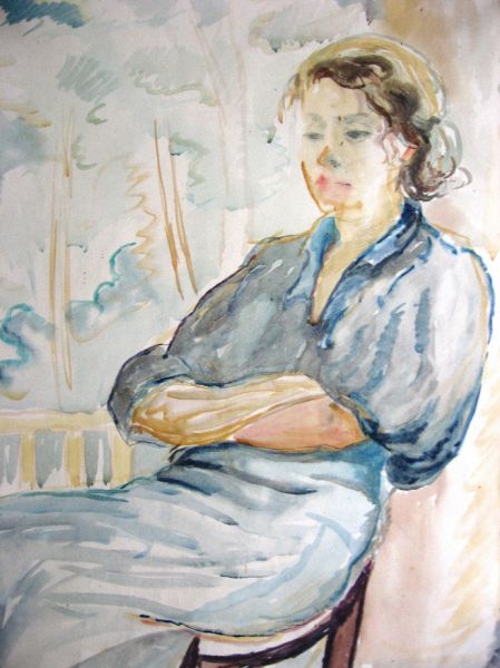  ,  (  ). Irena Rudnicka z Makarewiczów (1908-2001) córka Józefa Makarewicza i Janiny Malinowskiej akwarela Bohdana Kelles-Krauzego 