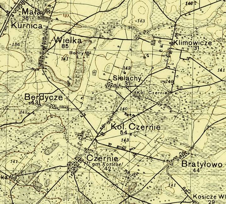 Здымак са старой карты. Чэрні і акруга. Стан на 1914 год...