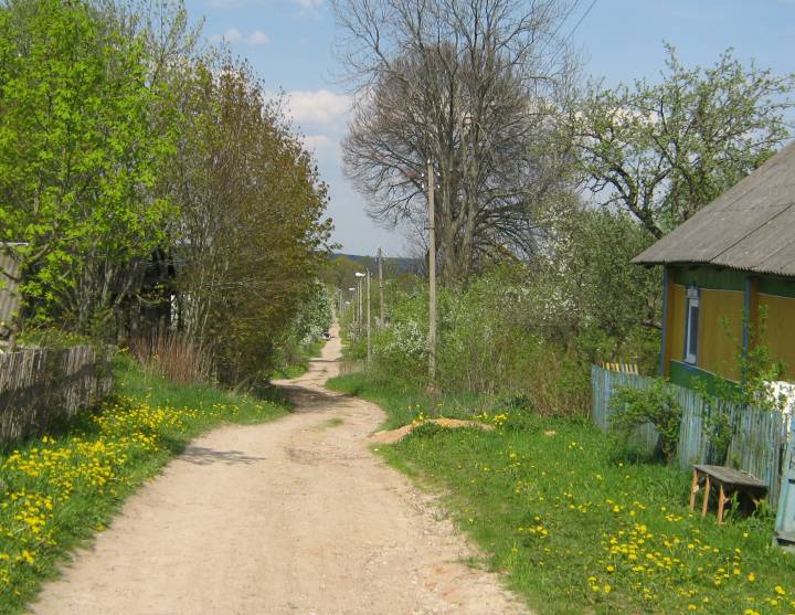 Вузкая вуліца старога сяла Родзевічы...