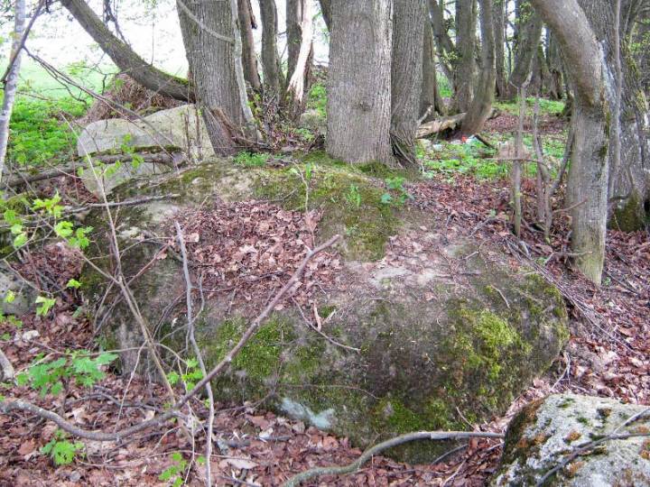 Вялікі валун у канцы алеі памятае былых гаспадароў