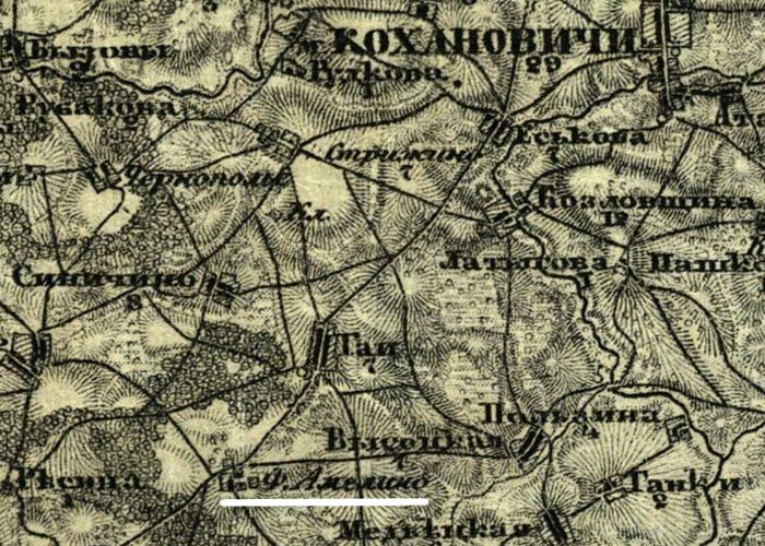 Folwark Amelino na mapie wojskowej (tz. mapa Mende i Shubierta)