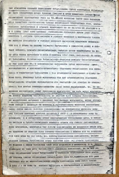 Wypis aktu notarialnego z 1924 roku dot. Bartylówki str. 2