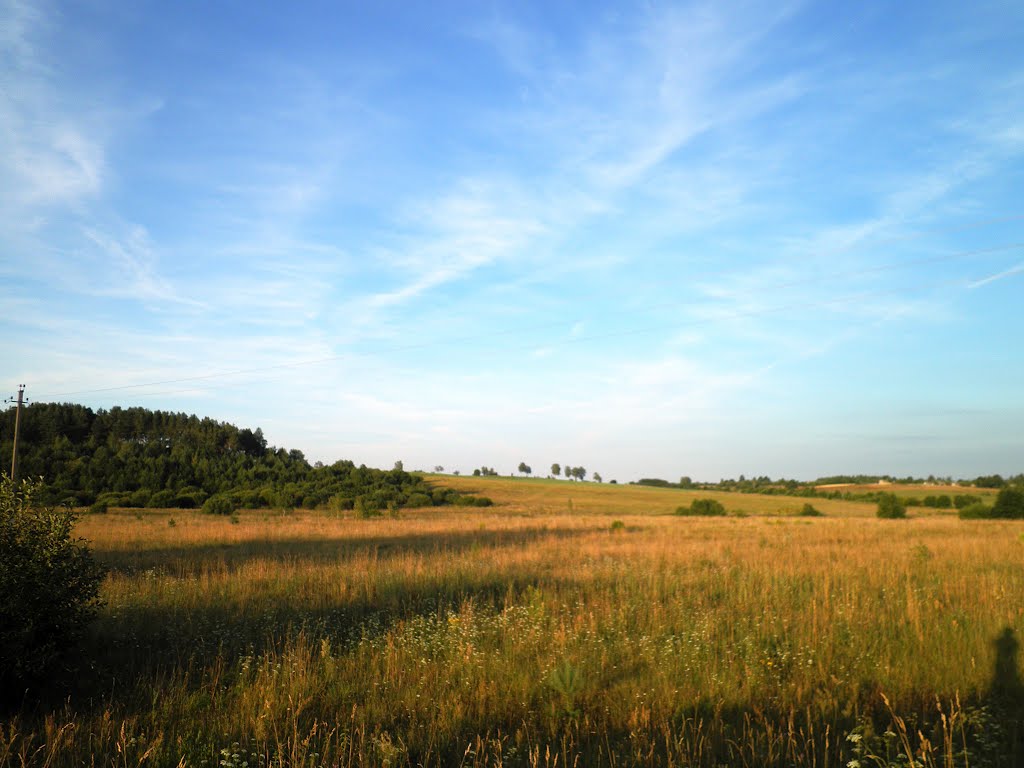 Widok na cmentarz ( na górce) w Zahoranach, w głębi widok na Rabcy.