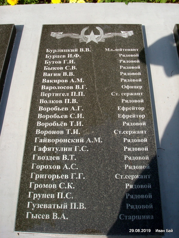 Плита с фамилиями погибших