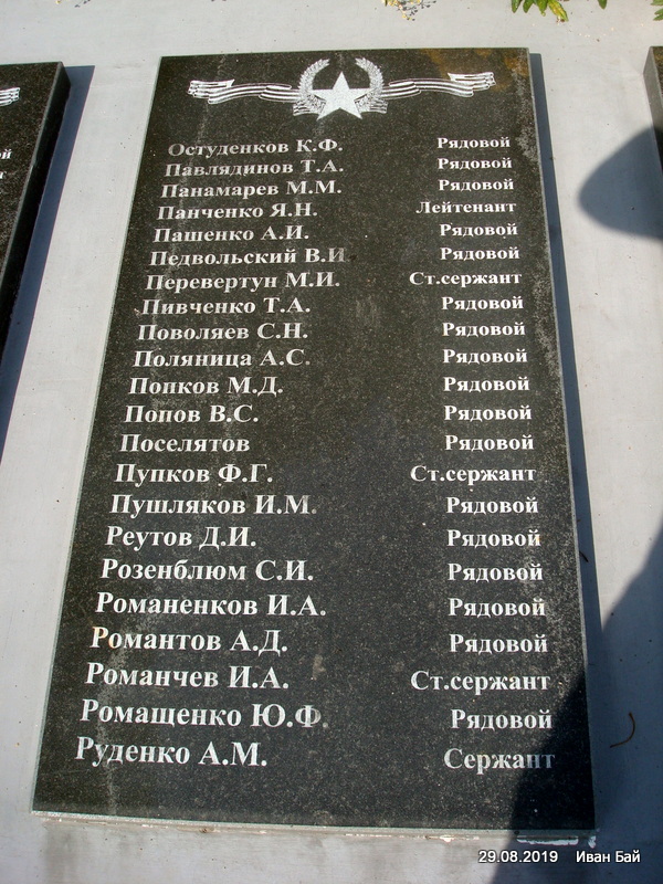 Плита с фамилиями погибших
