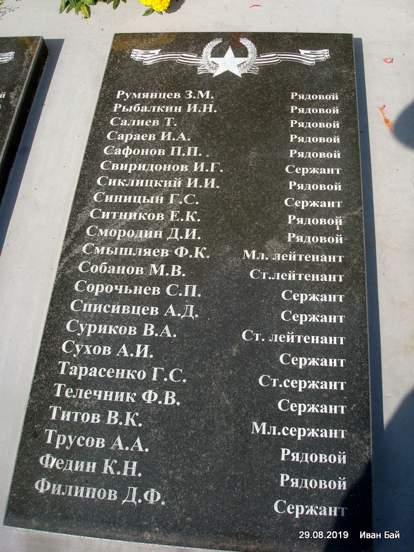 Плита с фамилиями погибших