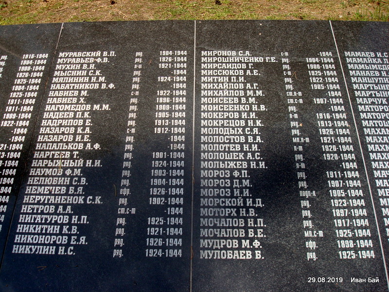 Плита с фамилиями погибших