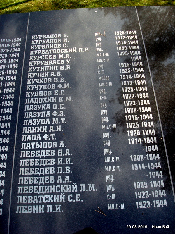 Плита с фамилиями погибших