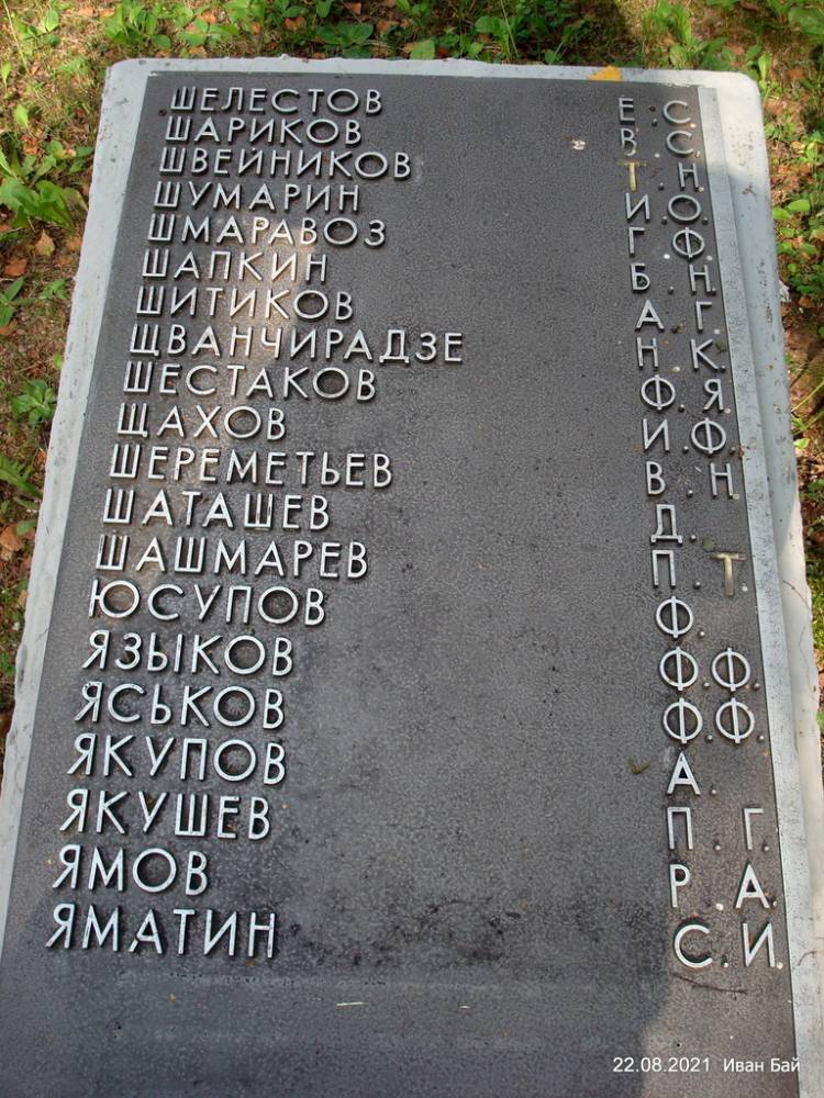 Фамилии захороненых