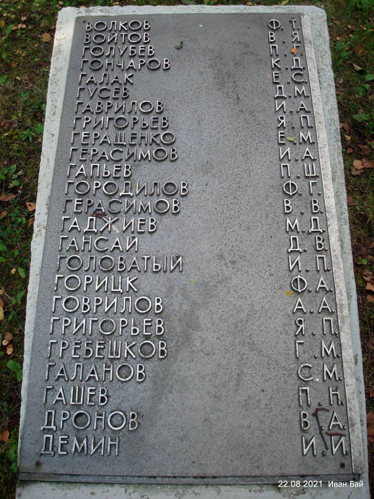 Фамилии захороненых