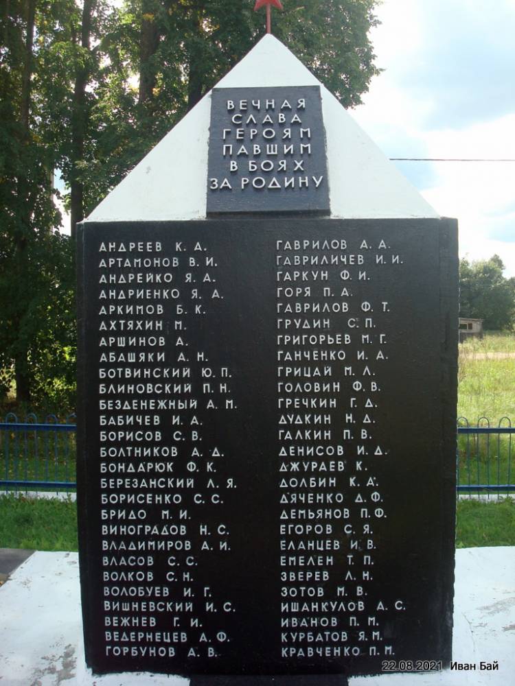 Памятник с фамилиями захороненых