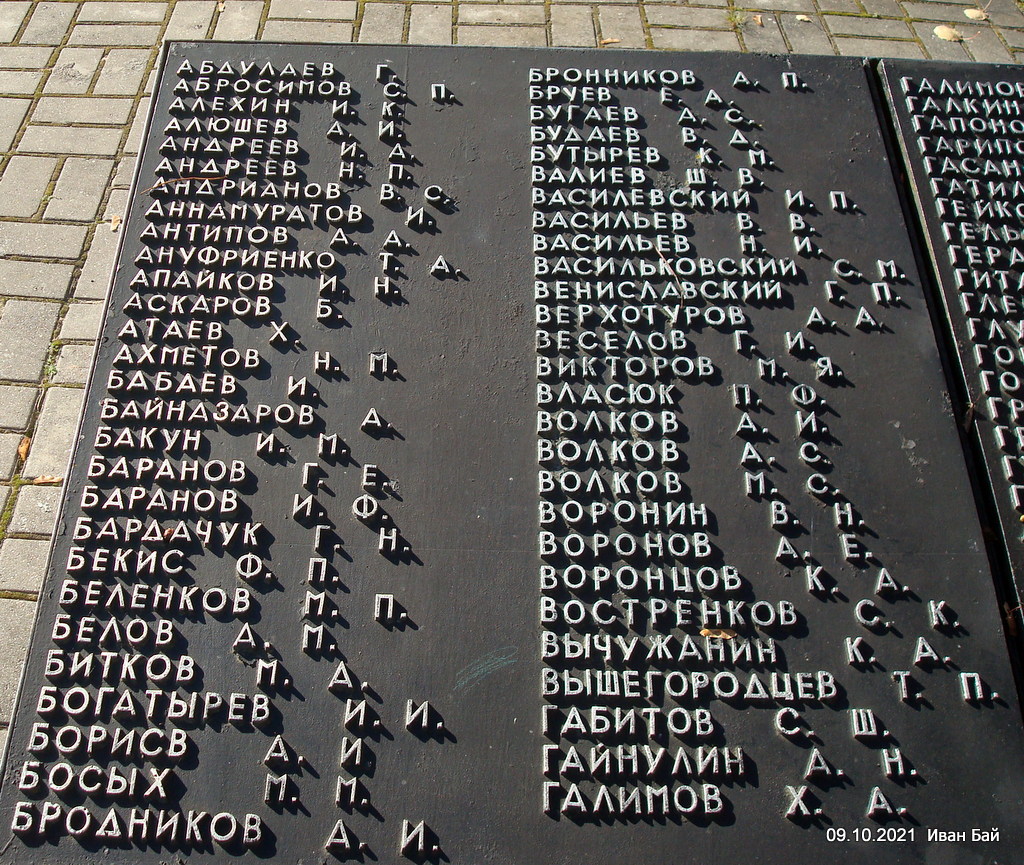 Имена захороненных в Братской могиле