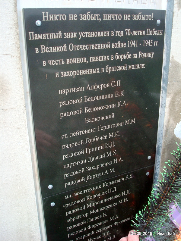 Фамилии похороненных