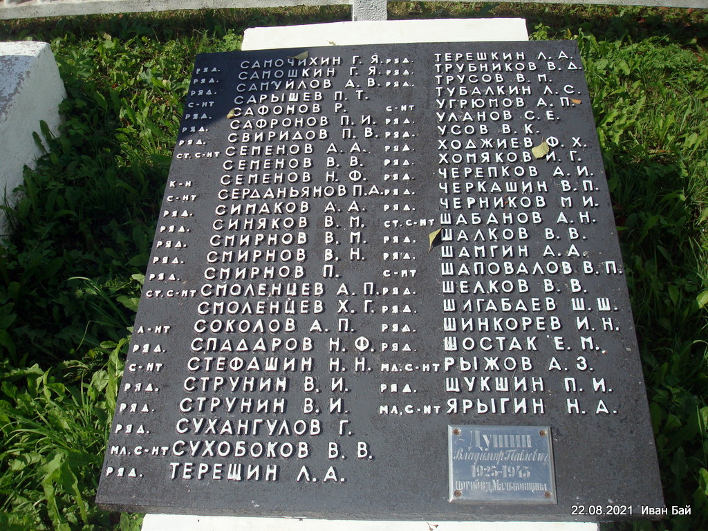 Надгробие с фамилиями захороненых