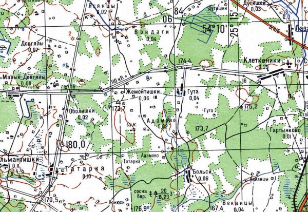 Żemojciszki, mapa 1985r.