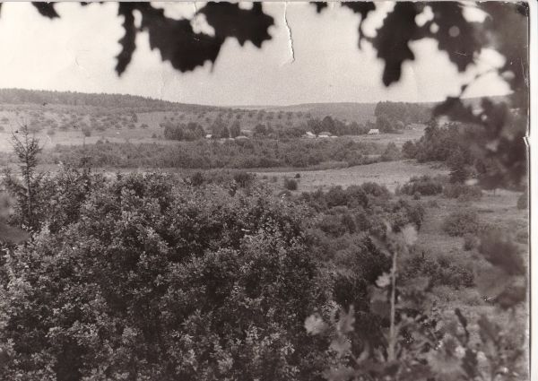 Д.Ганышево.Вид из-за реки Адров.70е